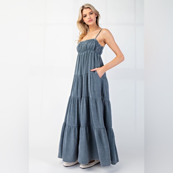 Zenana Tencel Mineral Washed Maxi Dress
